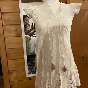 Rebecca Minkoff White Eyelet Tie-Front Mini Dress